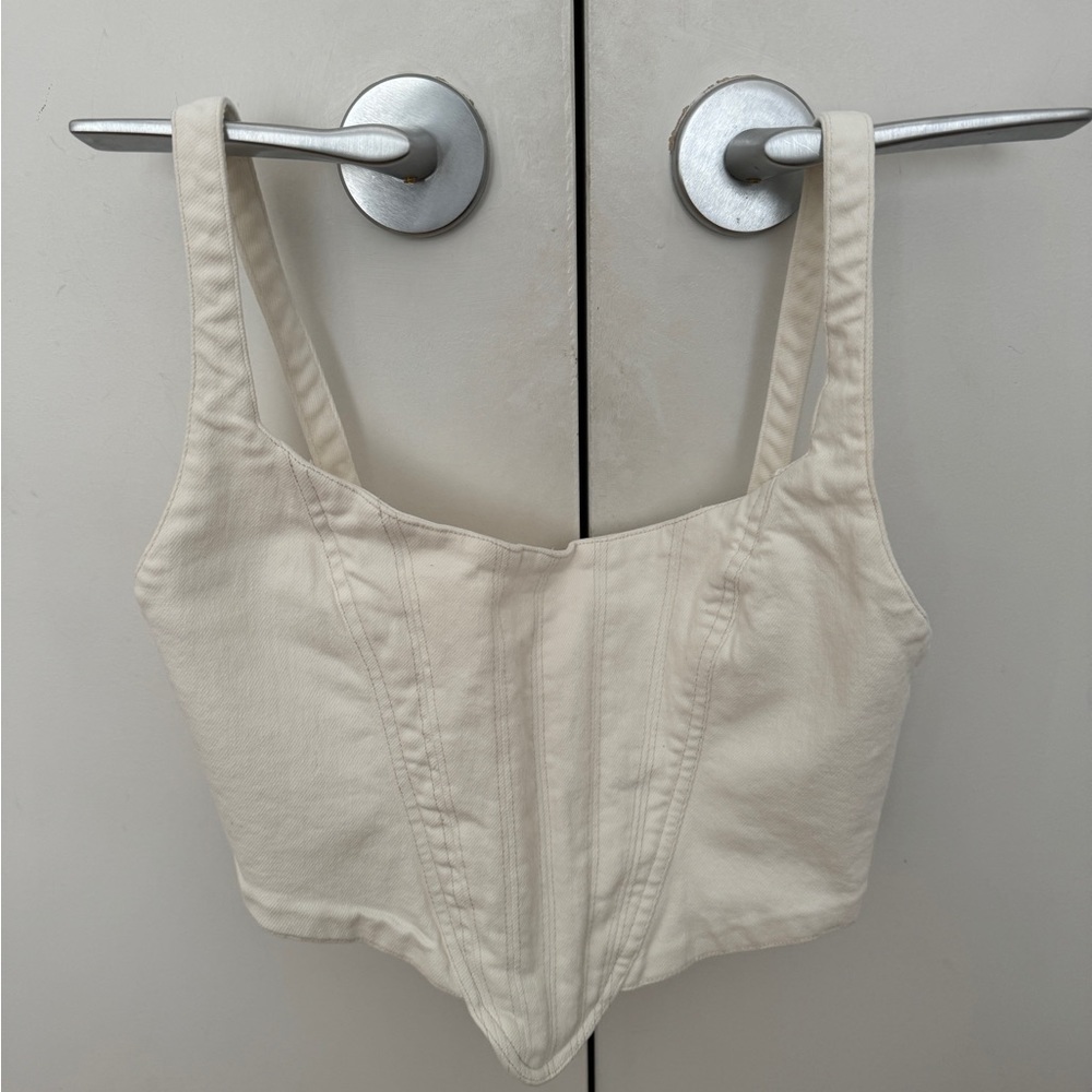 White denim Cotton corset